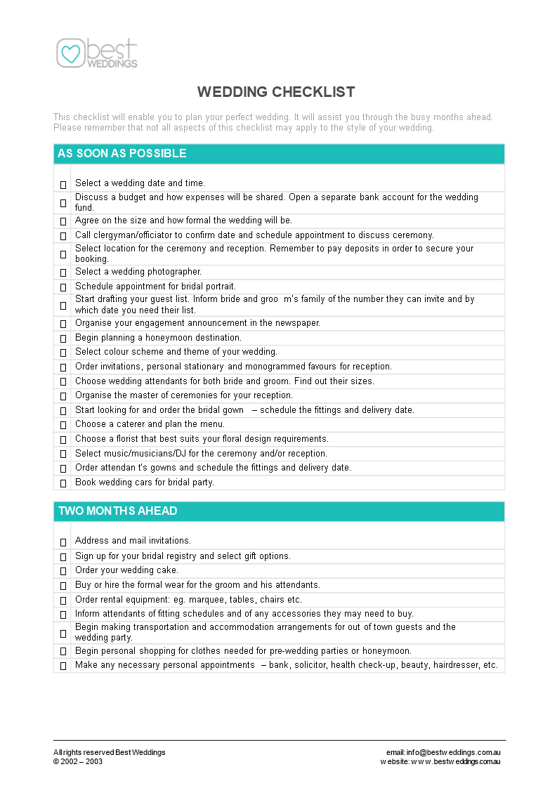 editable wedding checklist voorbeeld afbeelding 