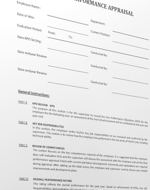 employee performance appraisal template modèles