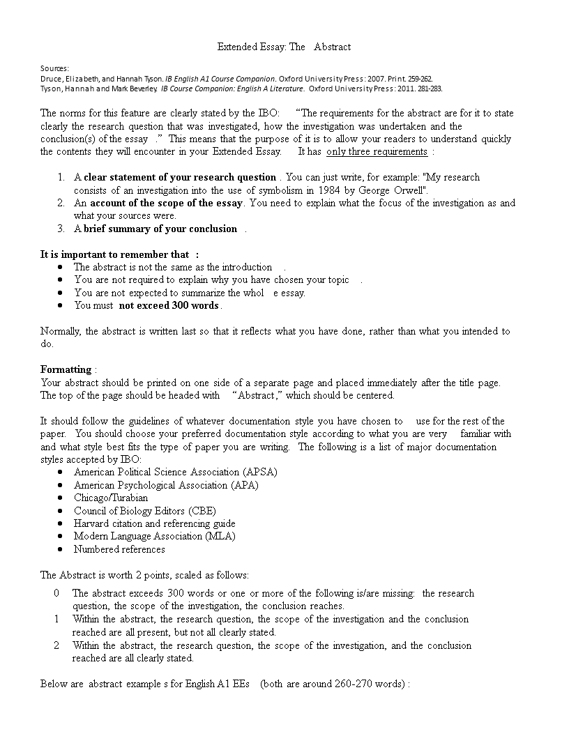 abstract extended essay template