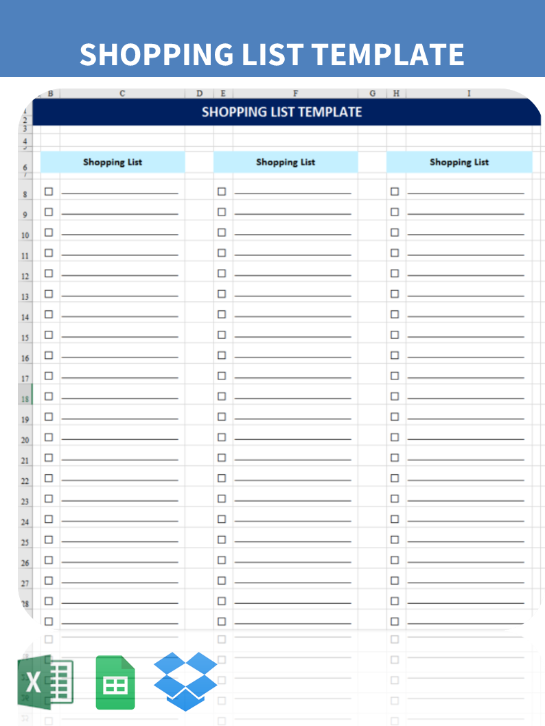 shopping list template template