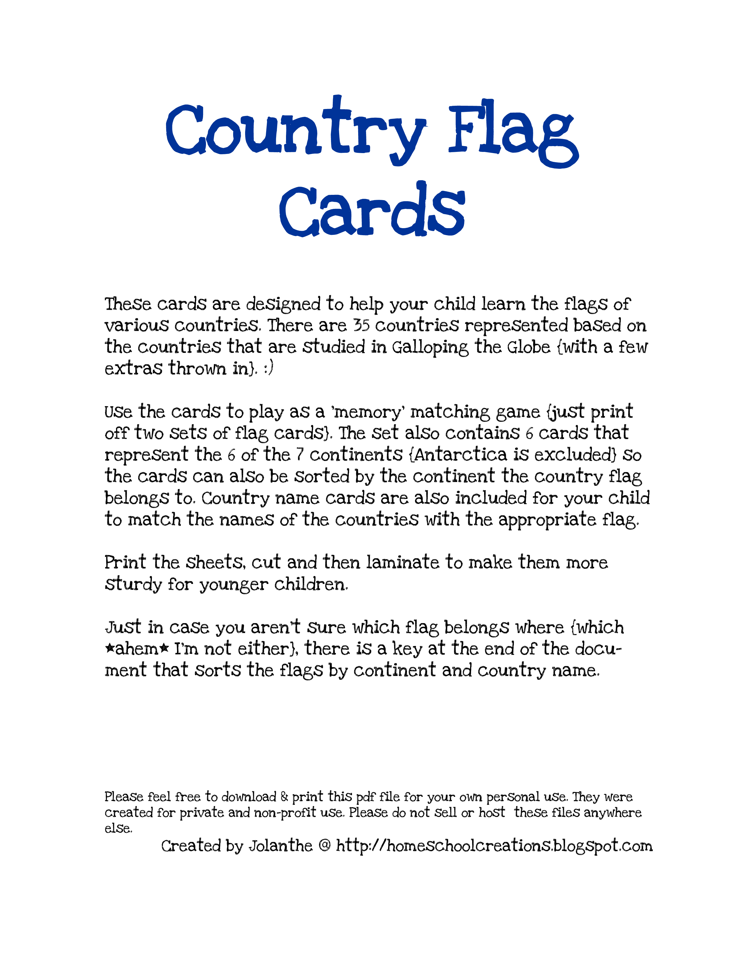 flags of countries for children template