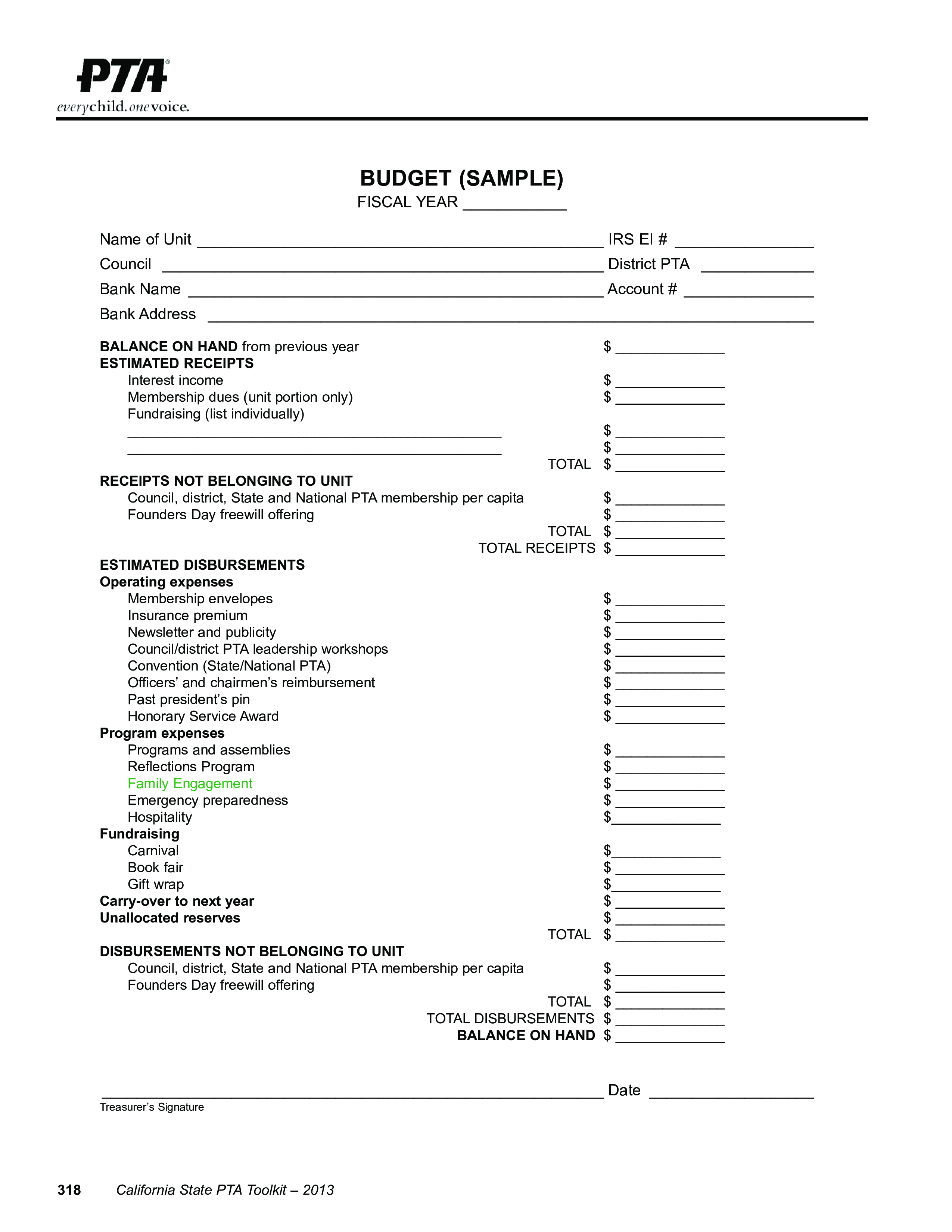 budget sample form Hauptschablonenbild