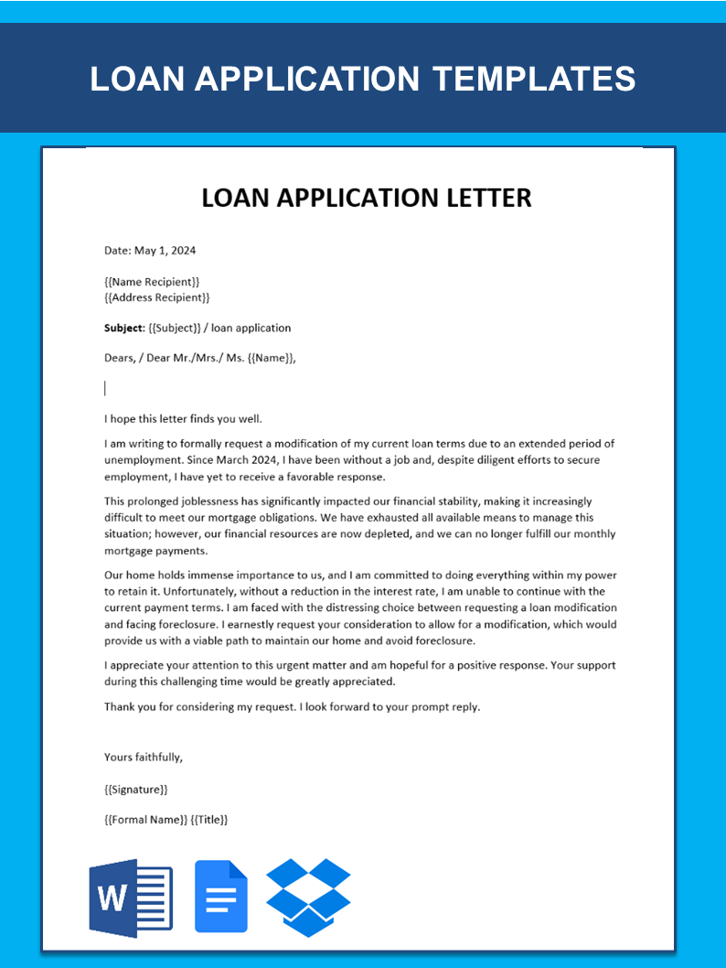 basic loan application letter Hauptschablonenbild