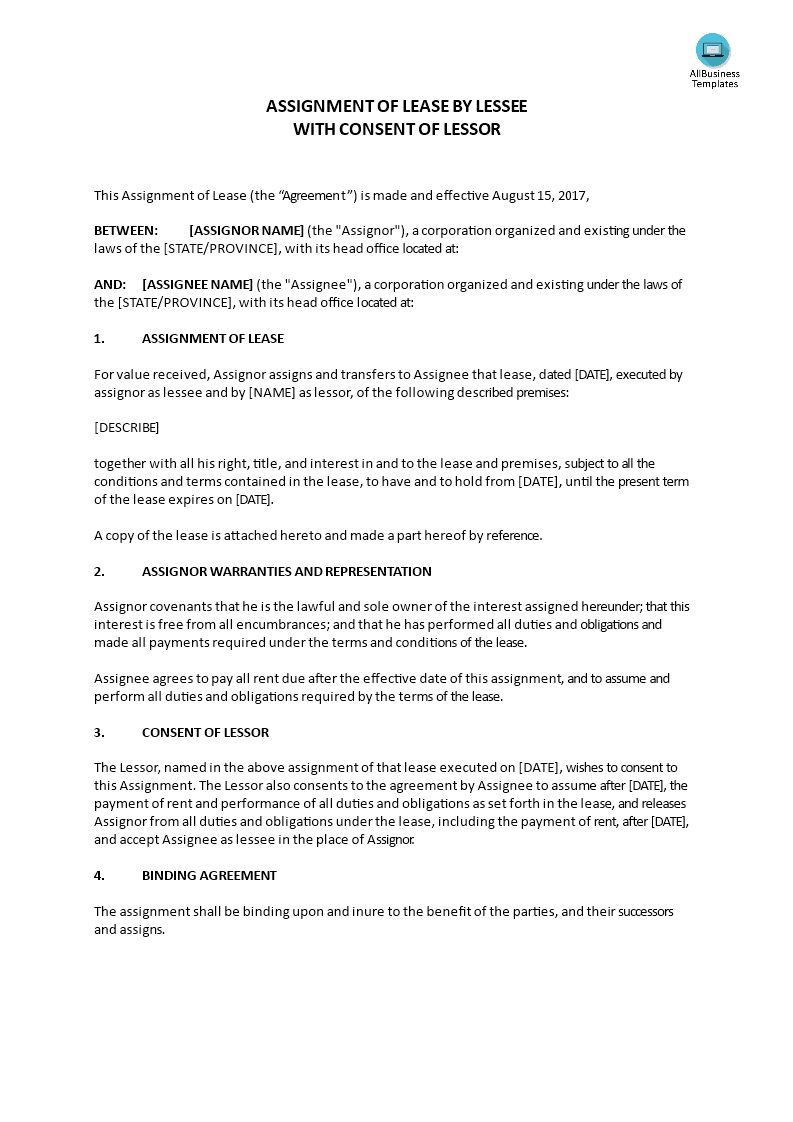 assignment of lease in mortgage