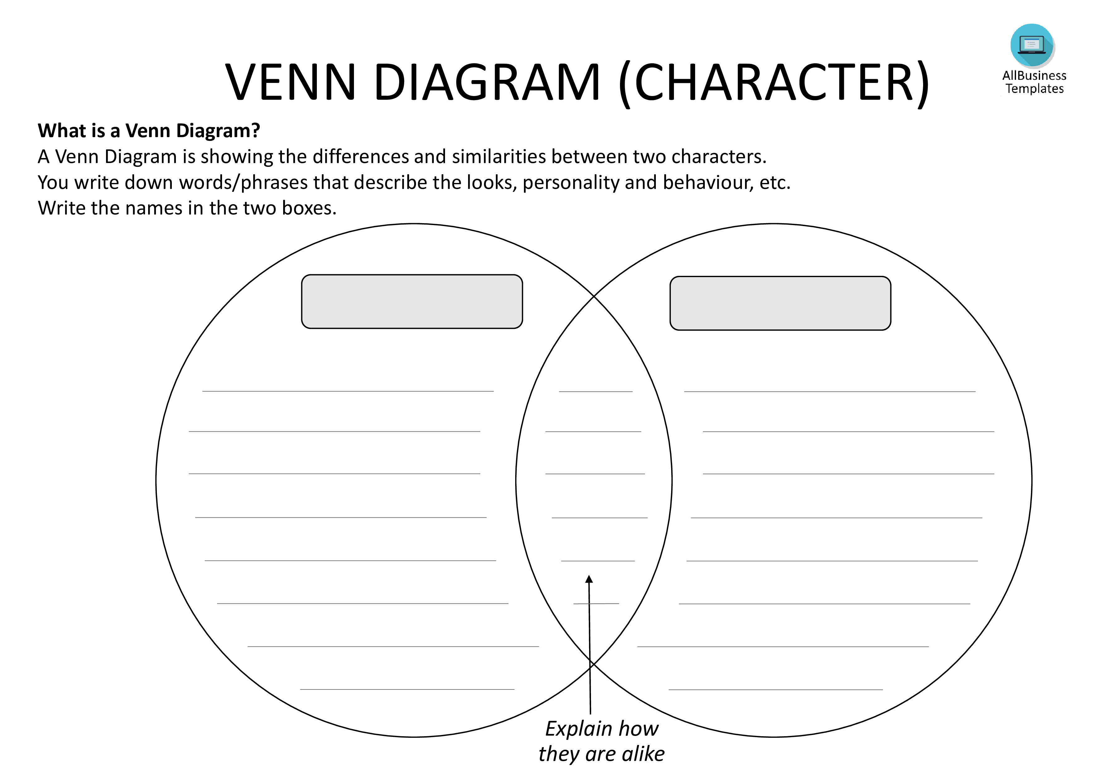 Kostenloses Colored Venn Diagram Template