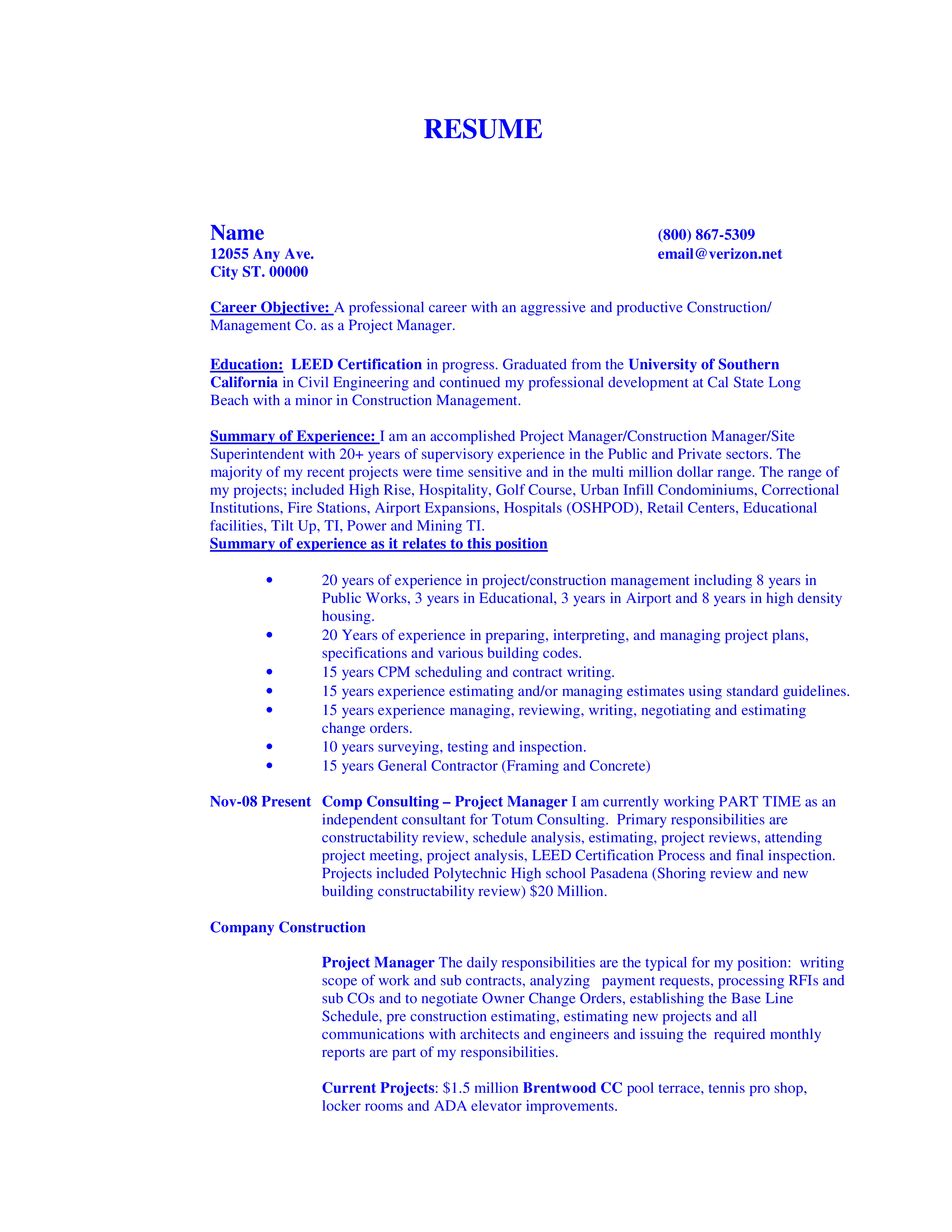 construction management template