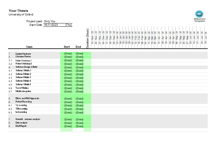 Simple Gantt Chart Excel template 模板