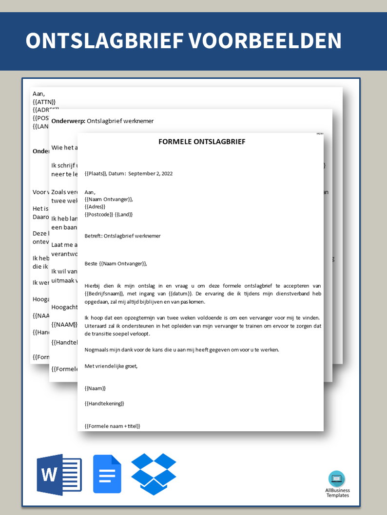 beste ontslagbrieven template