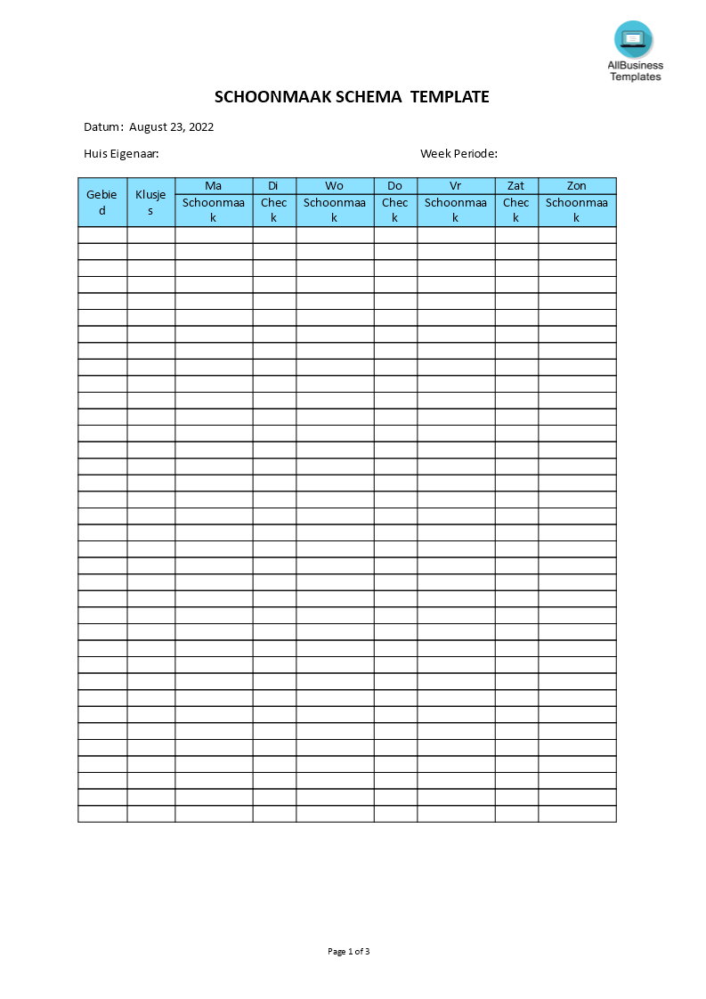 schoonmaak rooster plantilla imagen principal