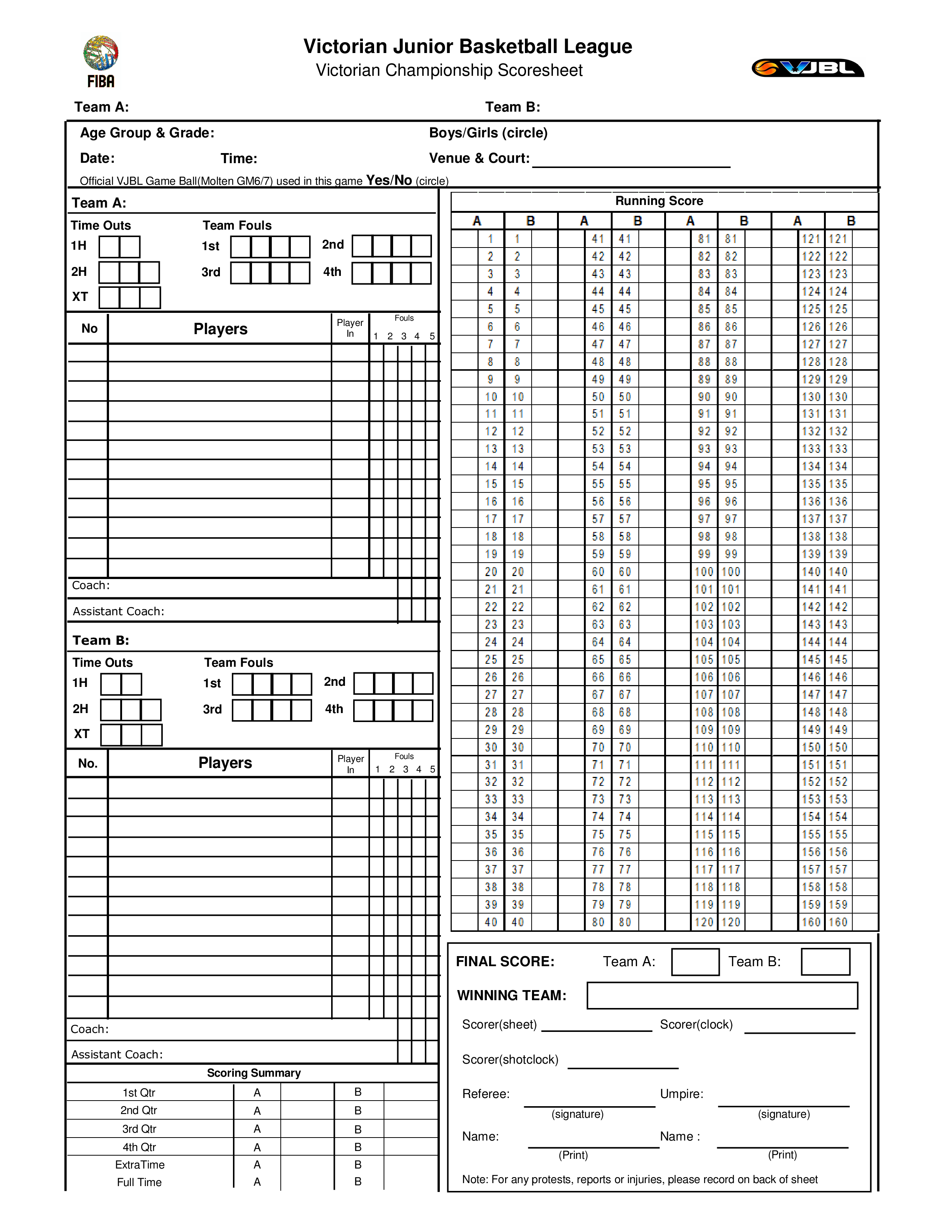 junior basketball score sheet template