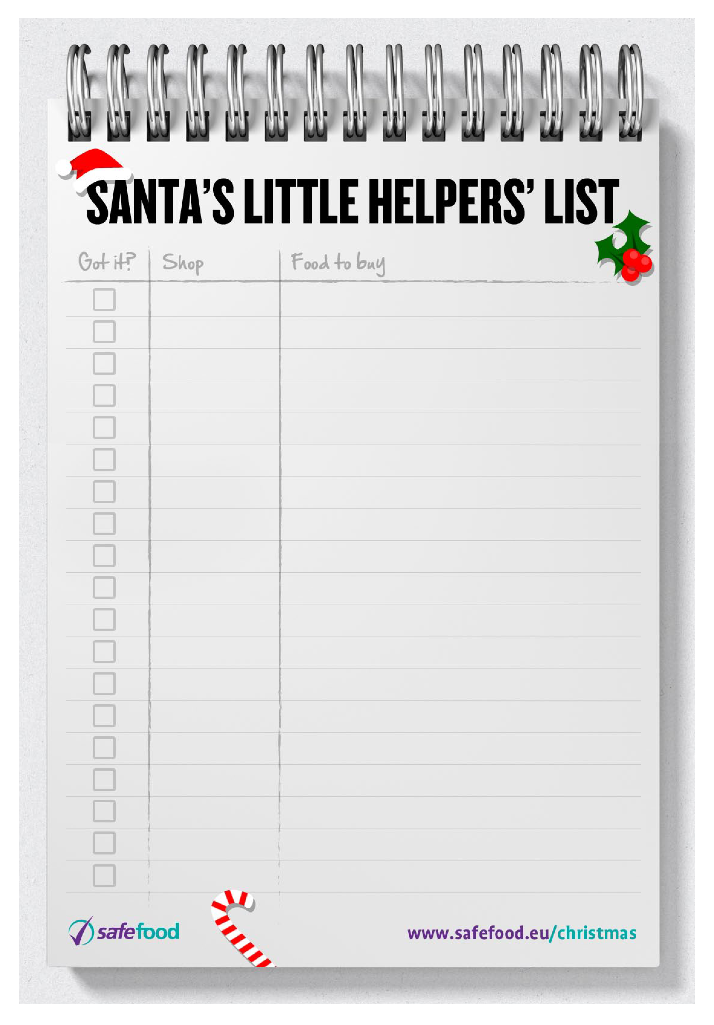 Christmas Food Shopping List Templates At Allbusinesstemplates Com