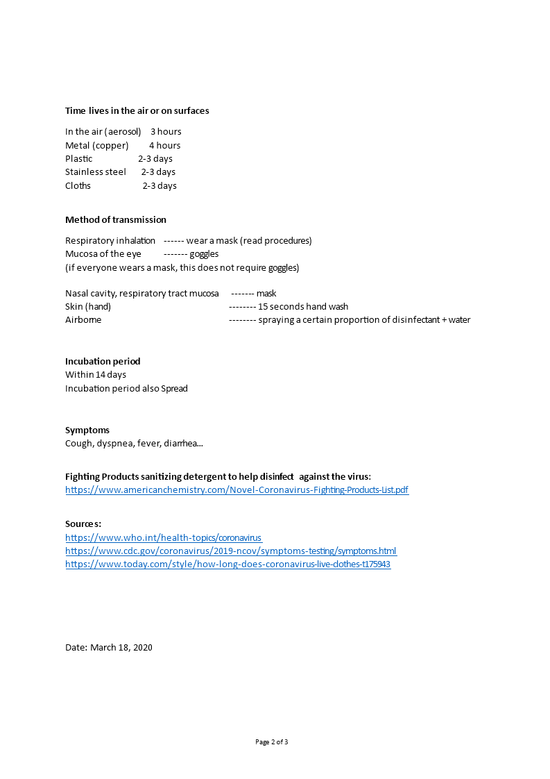 Coronavirus Prevention Checklist | Templates at allbusinesstemplates.com