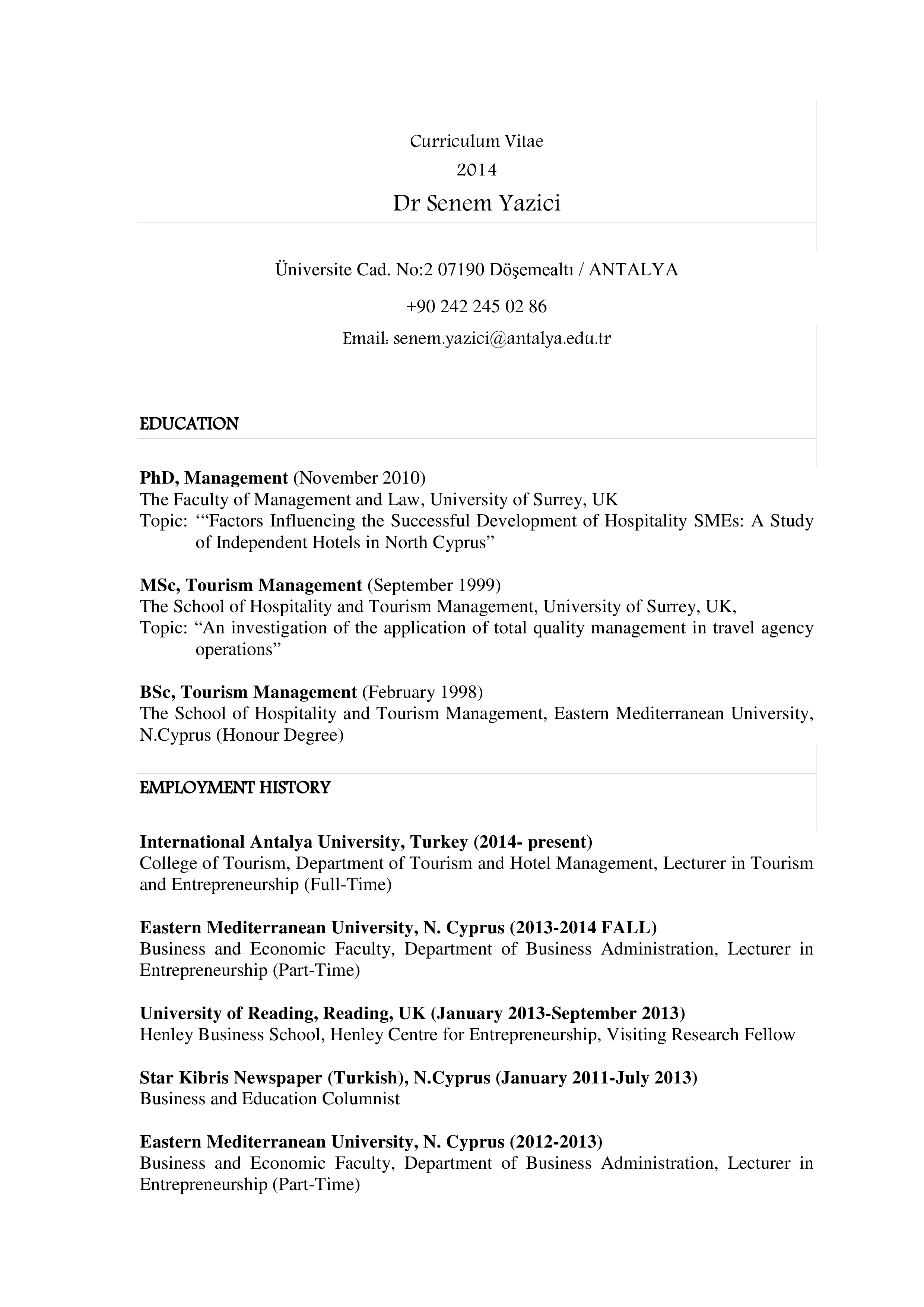 hospitality lecturer template