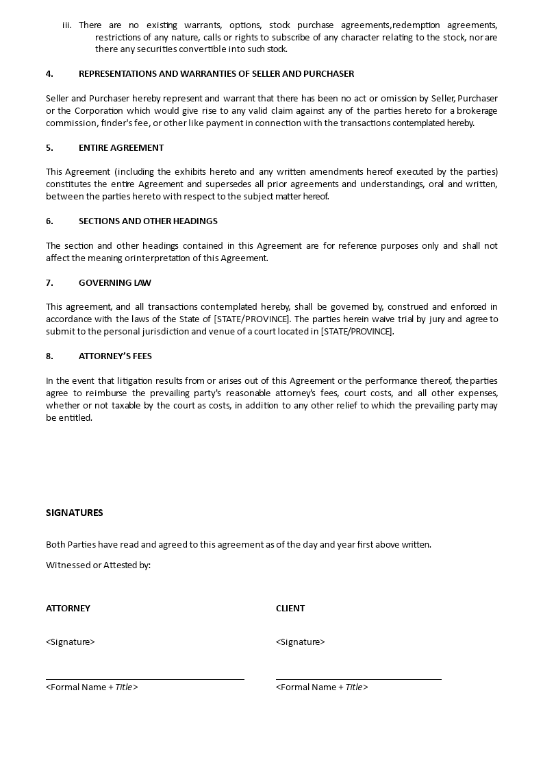 Stock Purchase Agreement | Templates at allbusinesstemplates.com