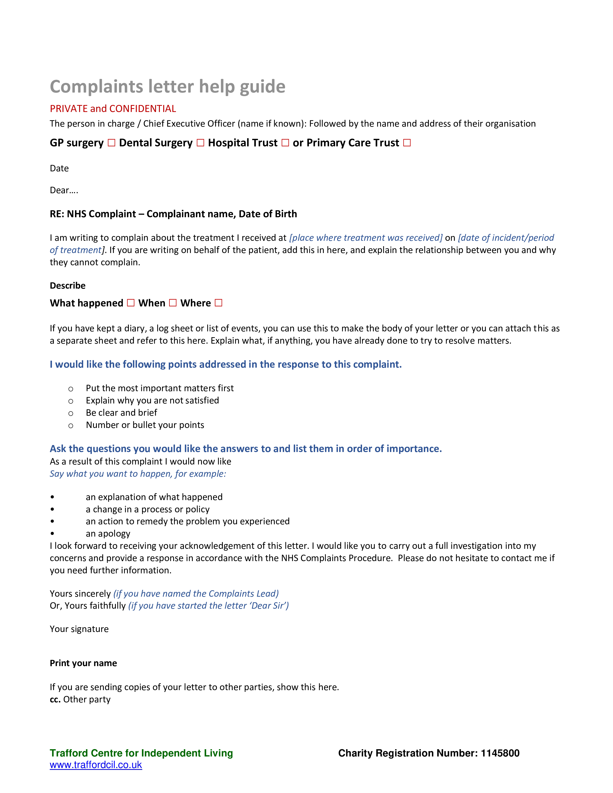 official complaint sample letter Hauptschablonenbild