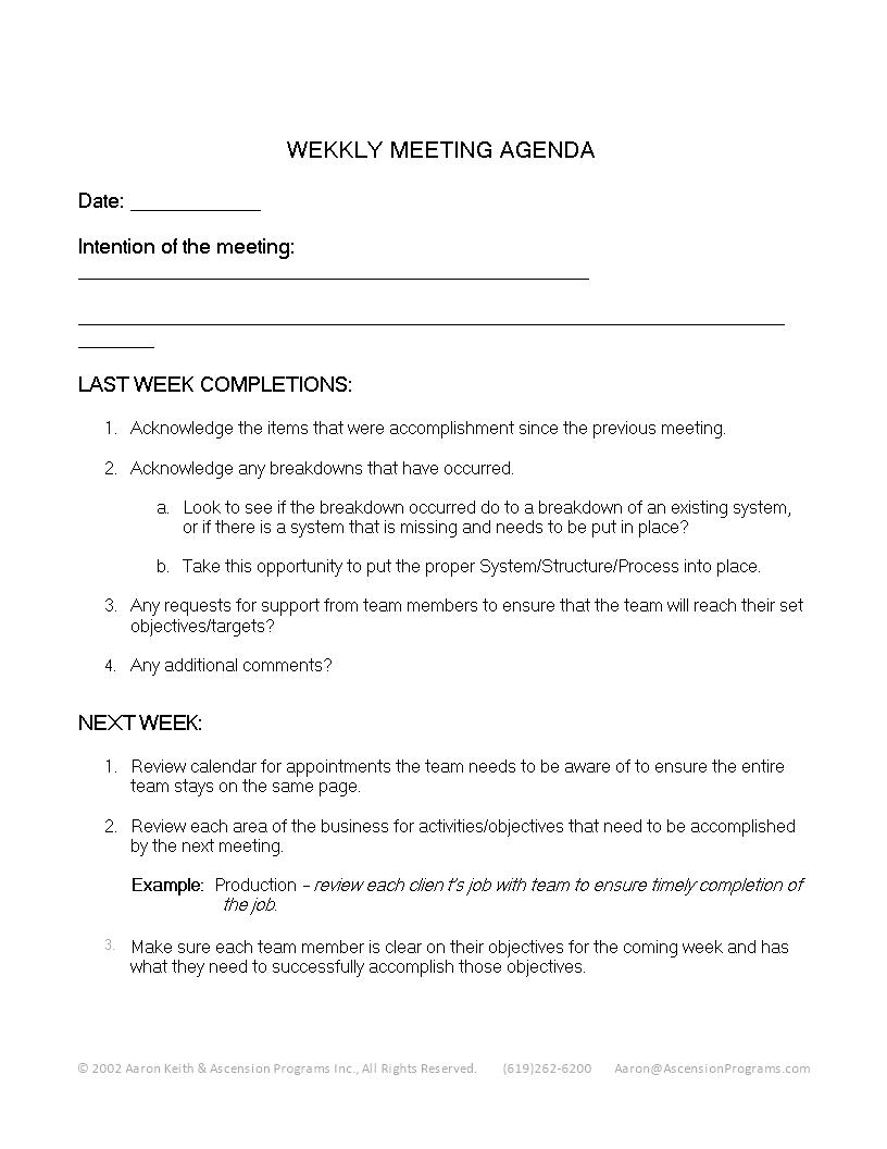 Weekly Meeting Agenda Template