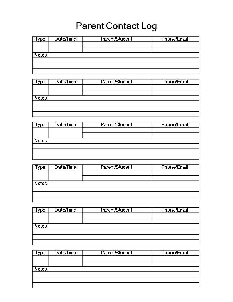 parent student contact log voorbeeld afbeelding 