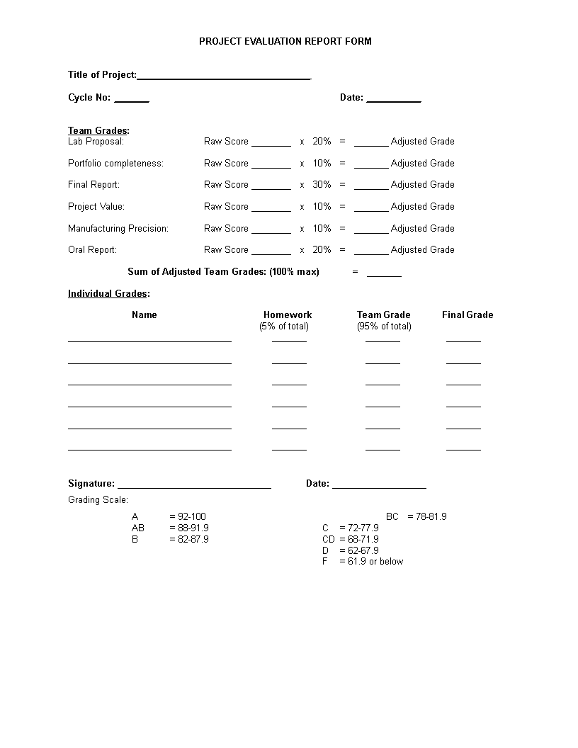 project evaluation in word Hauptschablonenbild