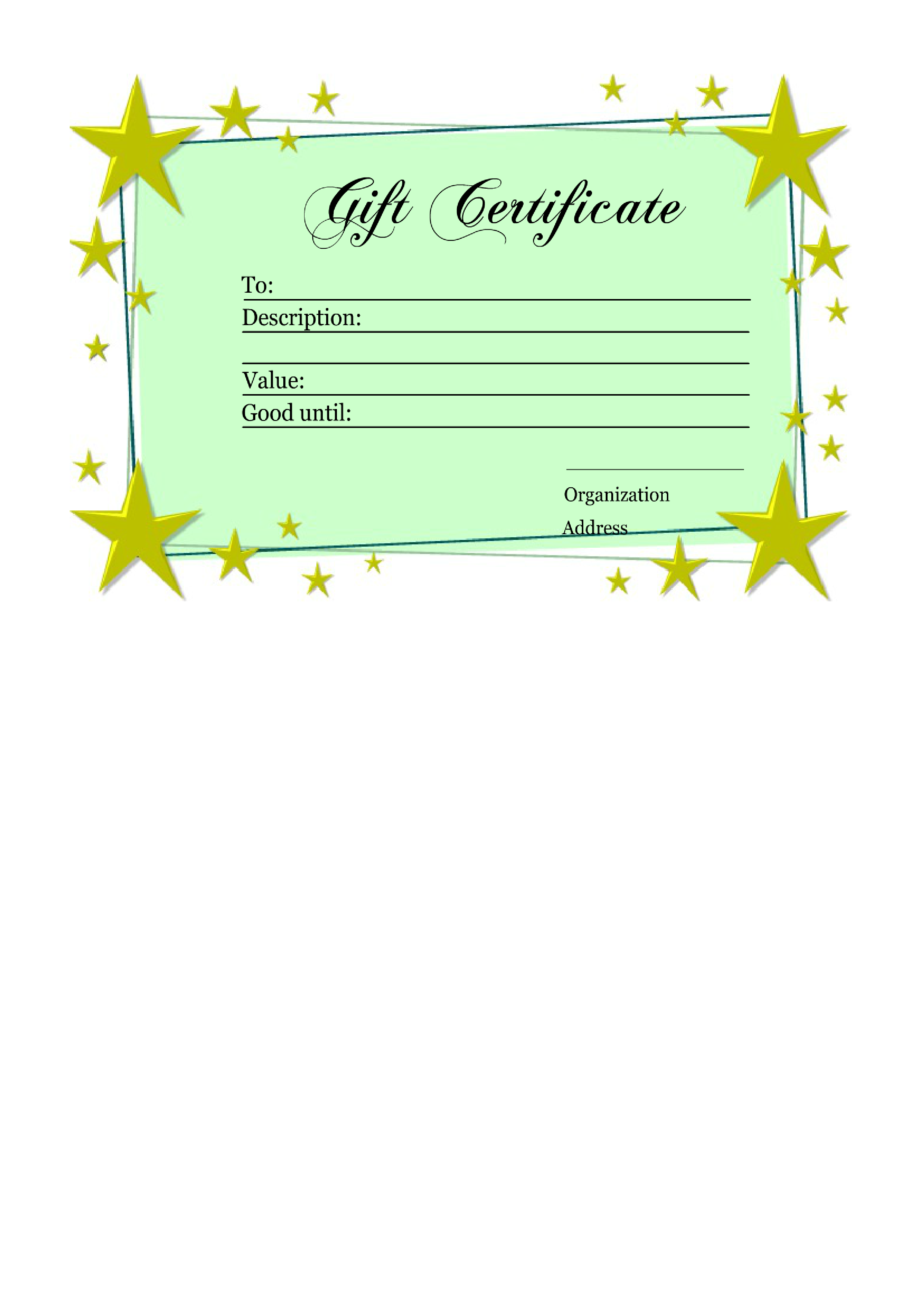 homemade gift certificate template voorbeeld afbeelding 