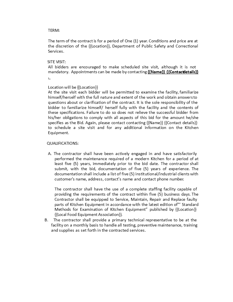 Kitchen Equipment Maintenance Schedule Templates at