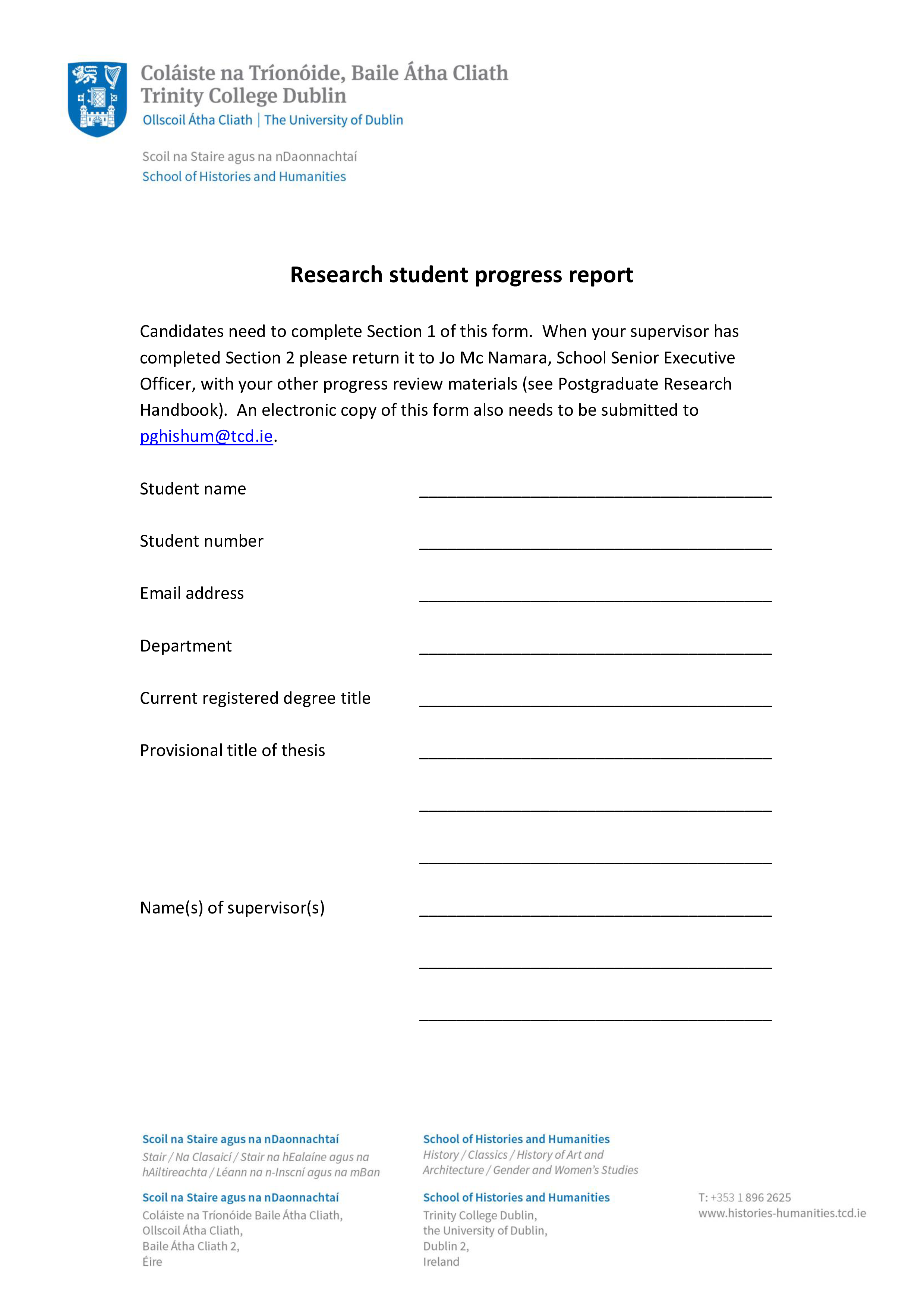 student progress template