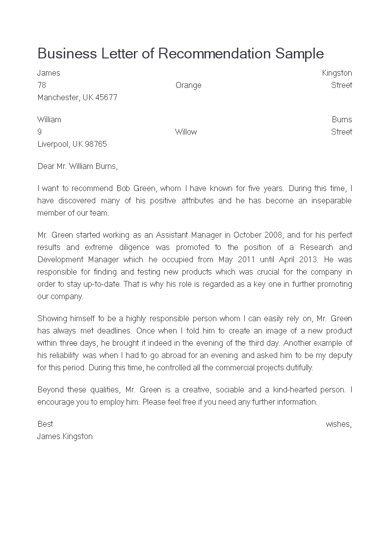 business letter of recommendation plantilla imagen principal