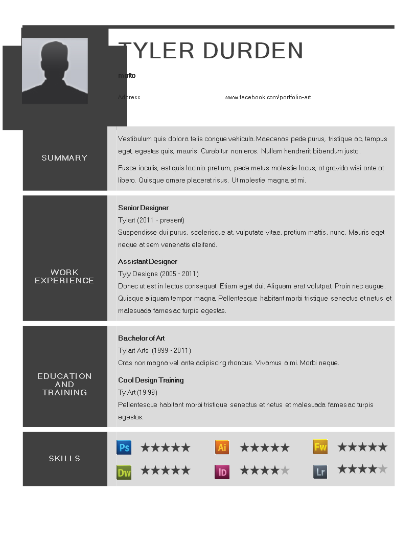 Creative Designer Resume Example 模板