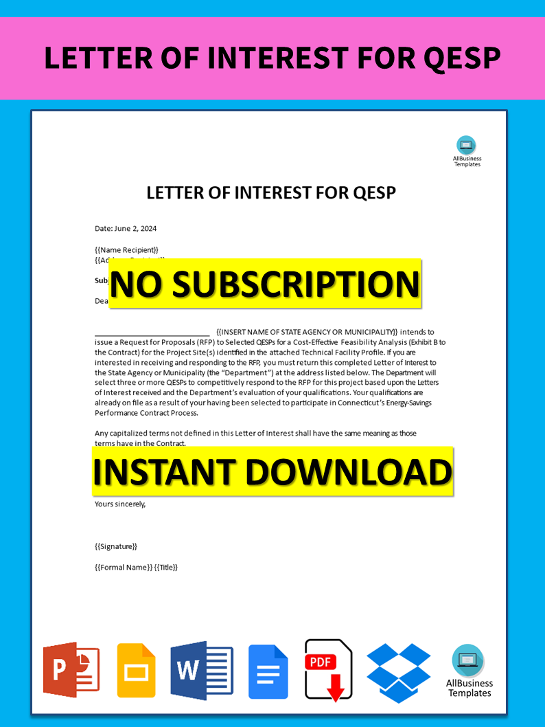 letter of interest for qesp modèles