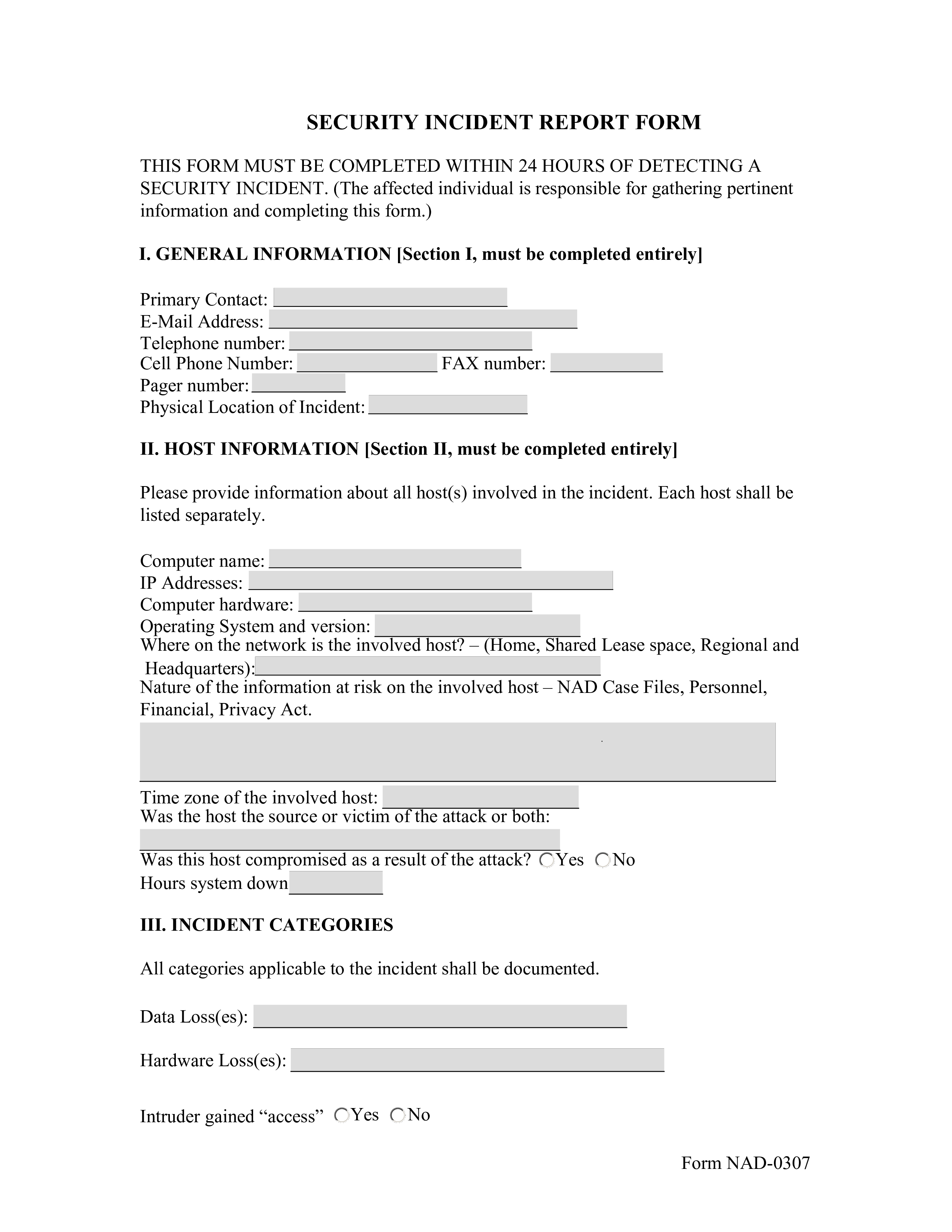 blank security incident report form voorbeeld afbeelding 