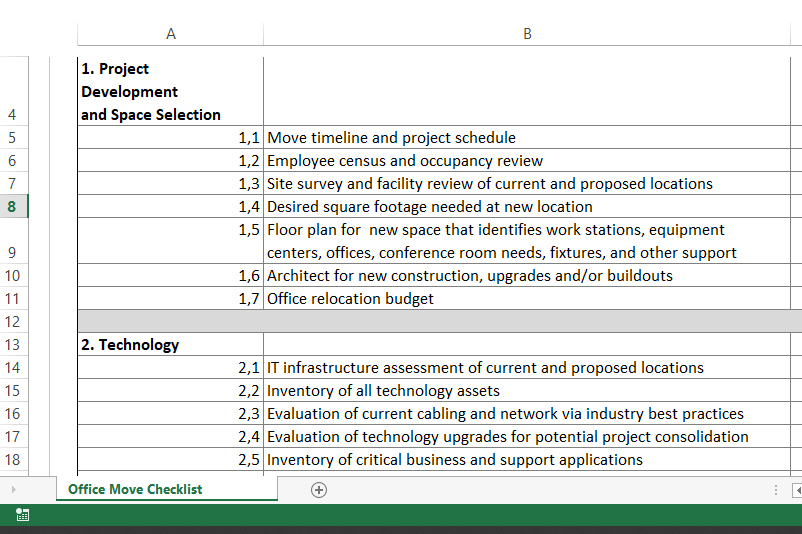 Office Moving Checklist template 模板