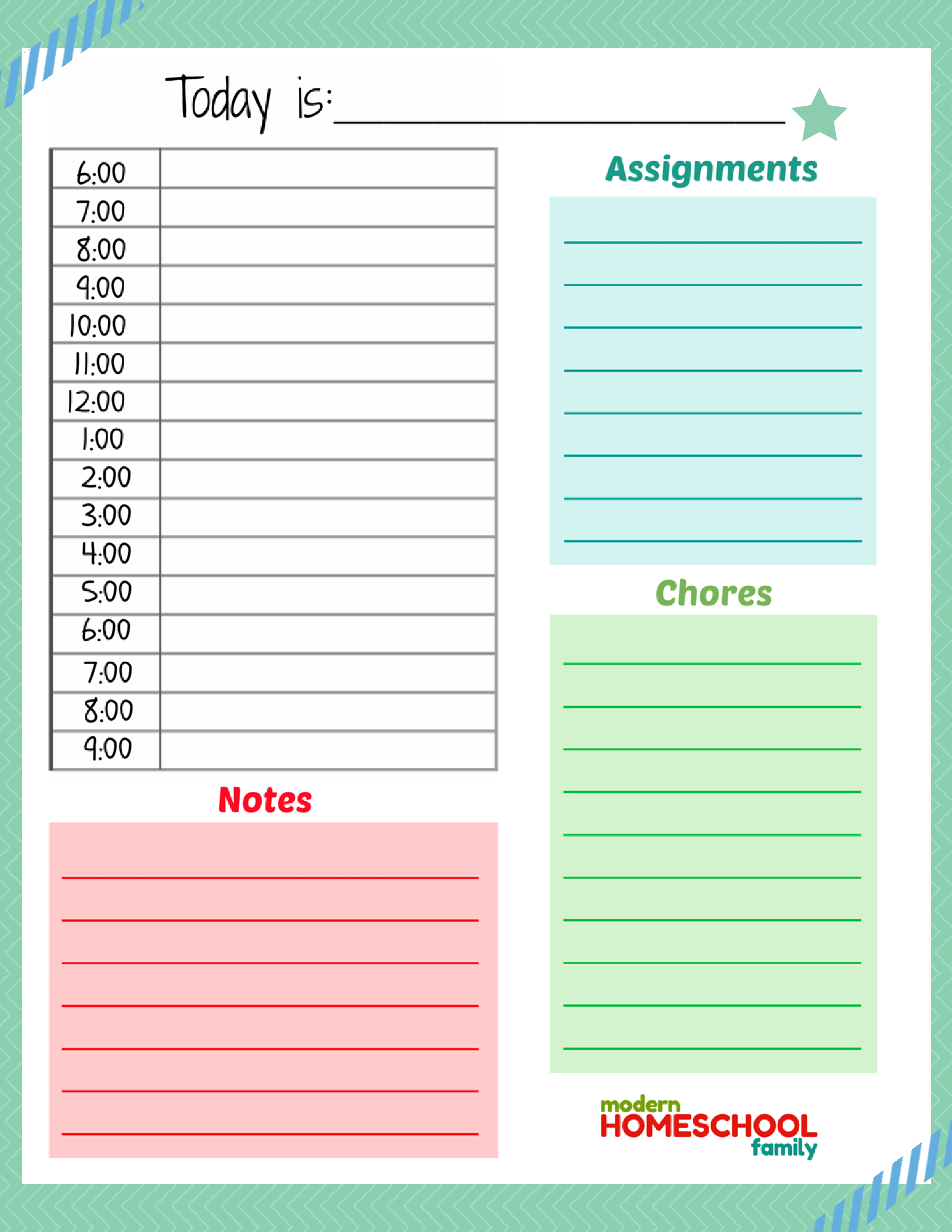Home School Daily Planner Templates at