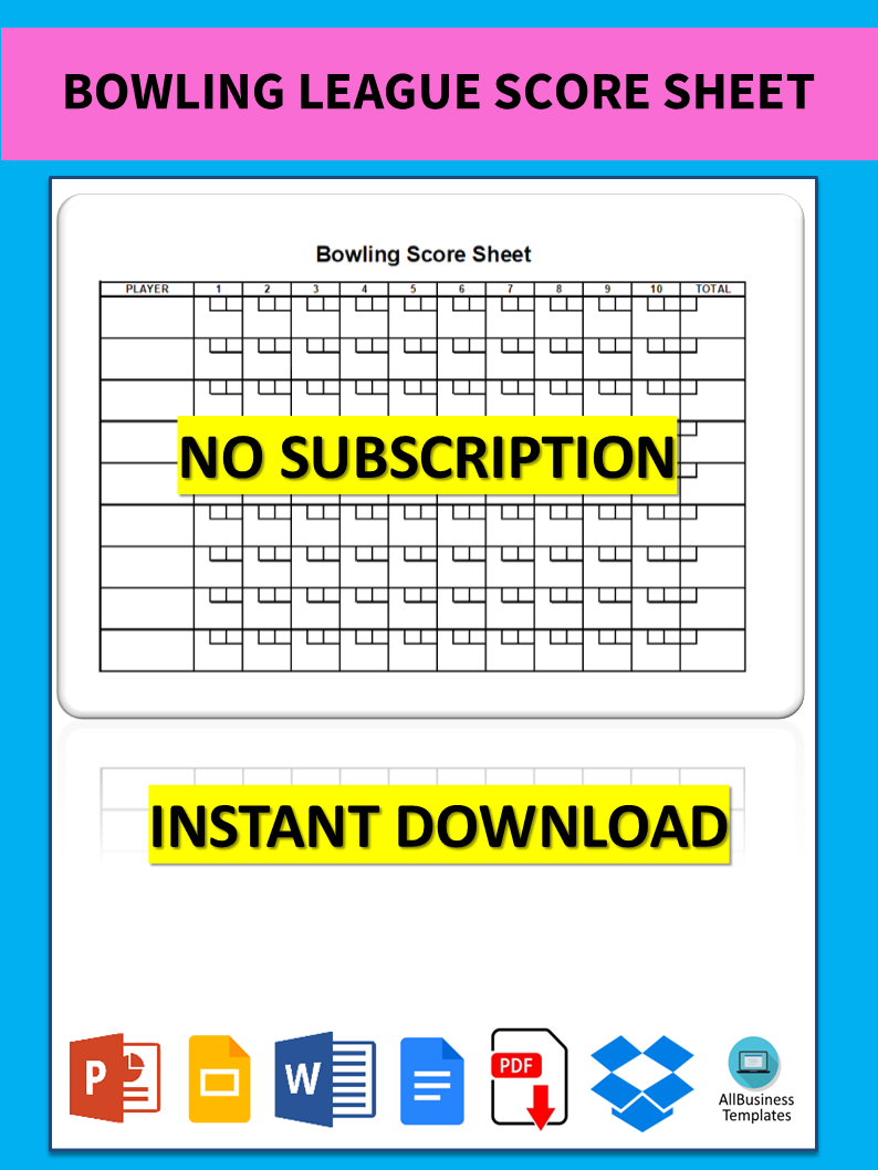 bowling league score sheet voorbeeld afbeelding 