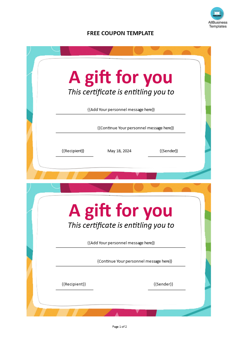 free coupon template template