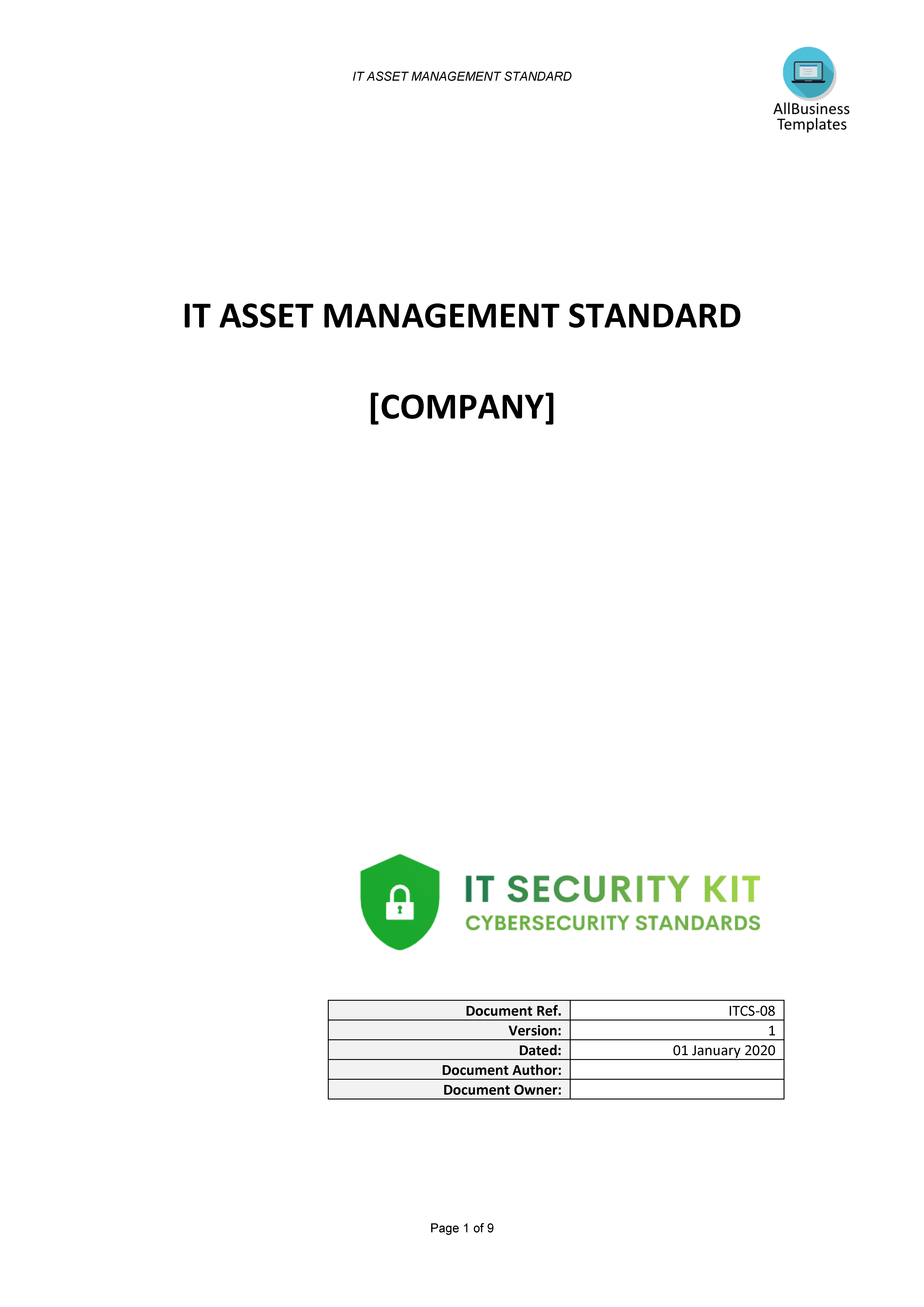 it asset management cybersecurity standard template