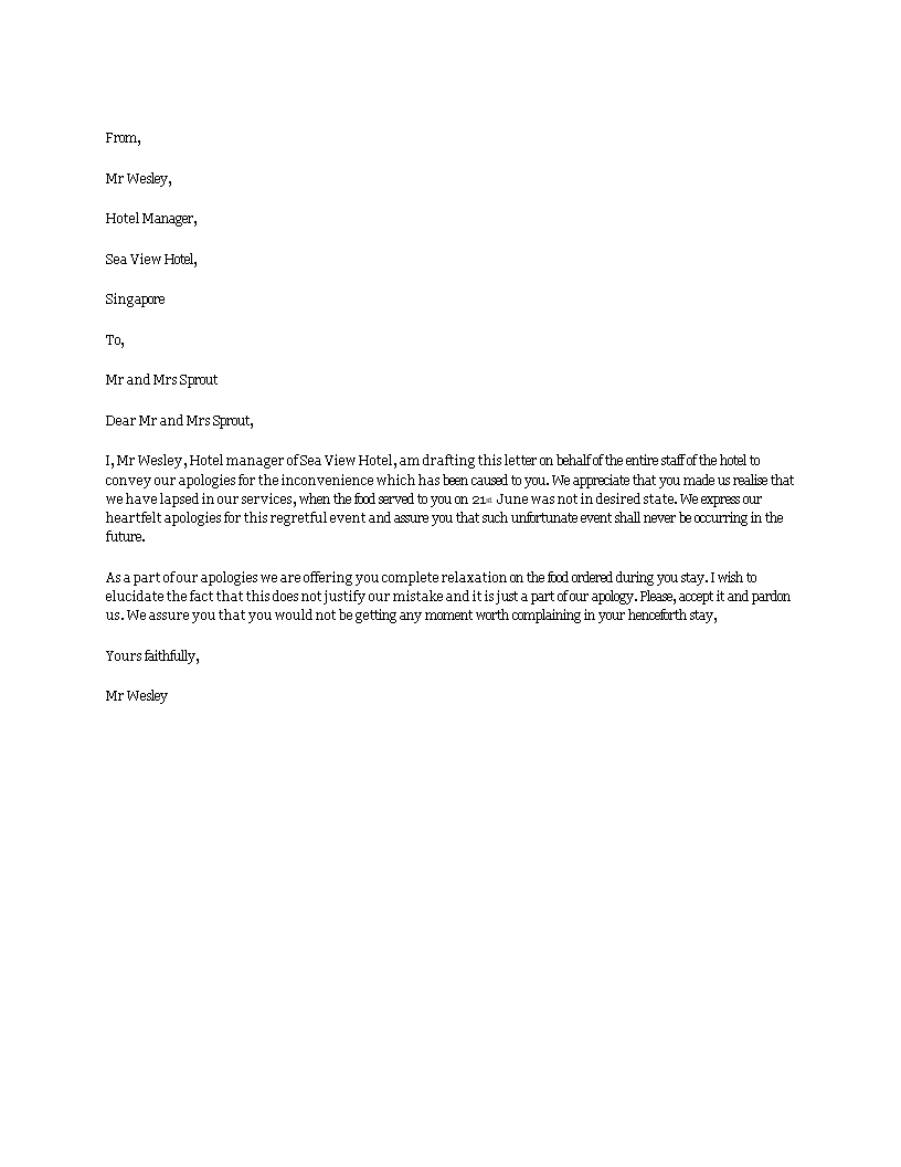 Apology Letter In Response To Customer Complaint main image