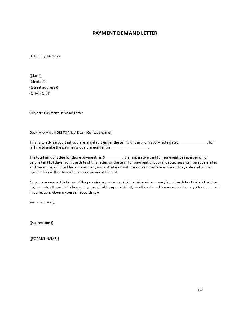 demand payment letter template