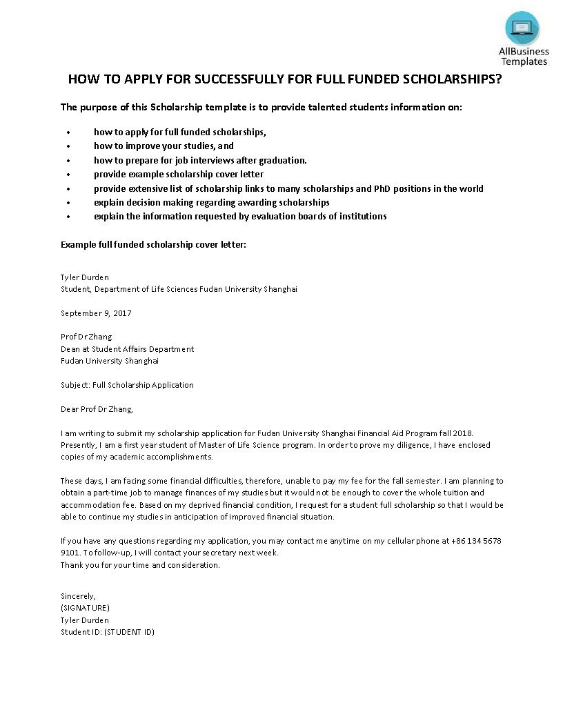 Appointment letter templates are perfect for producing appointment communication letters in great numbers. Gratis Fully Funded Scholarships Application Letter