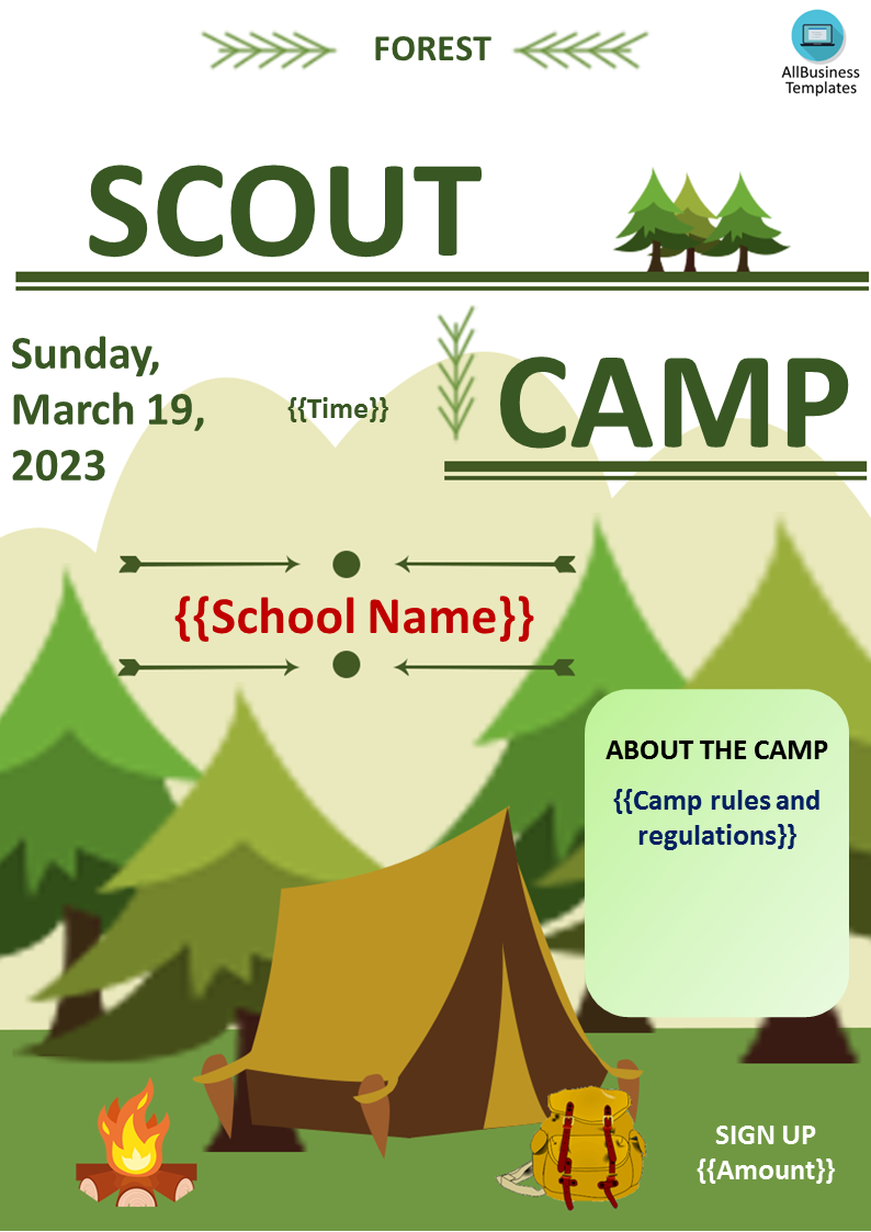 camp flyer voorbeeld afbeelding 