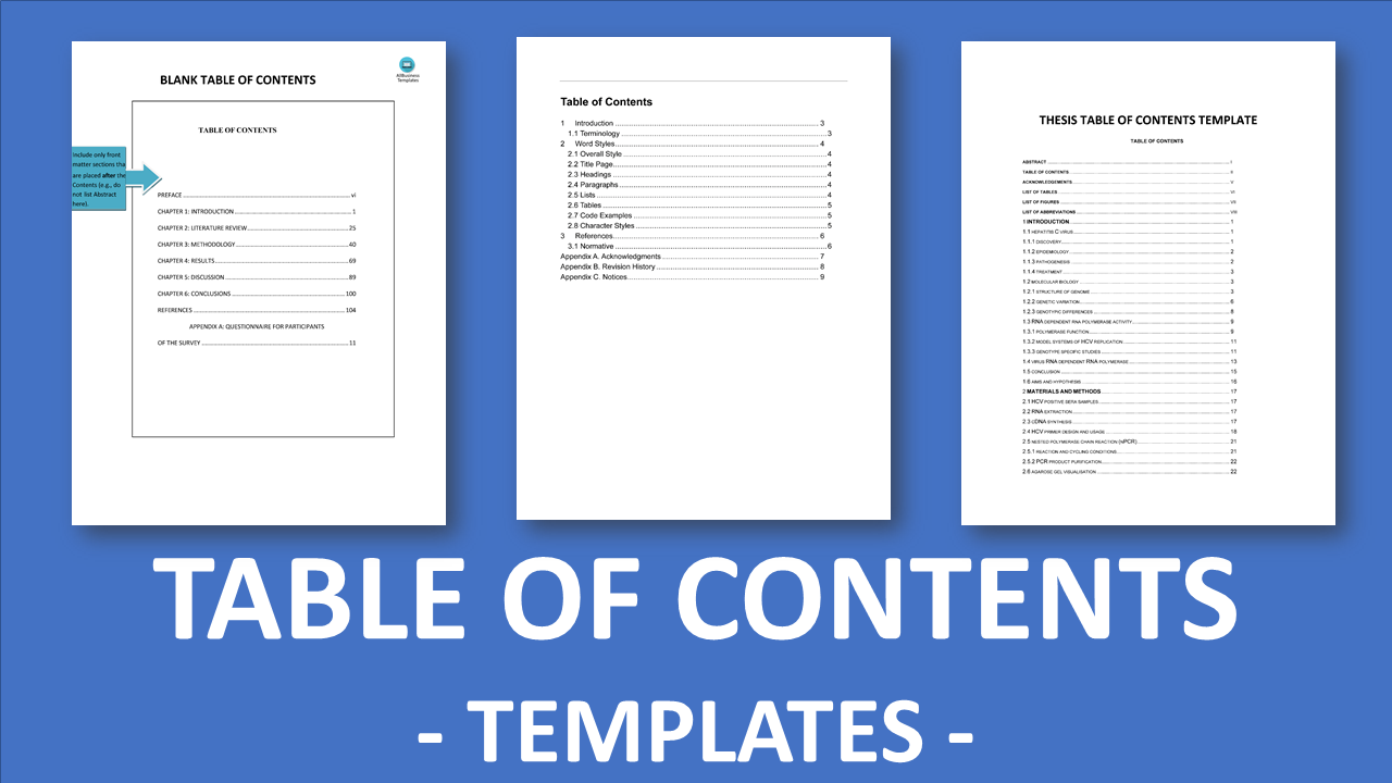 Table of Contents Templates  Topics about business forms With Regard To Blank Table Of Contents Template
