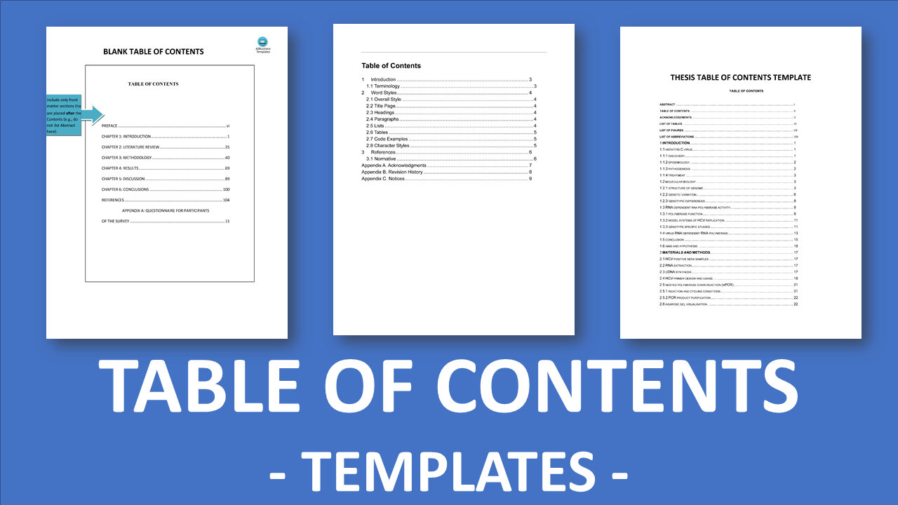 Table of Contents Templates