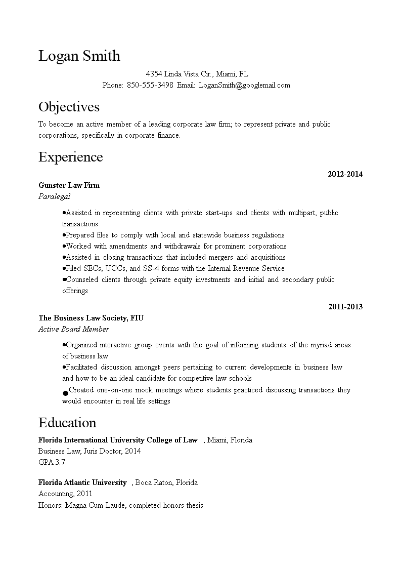 Corporate Attorney Resume Sample main image