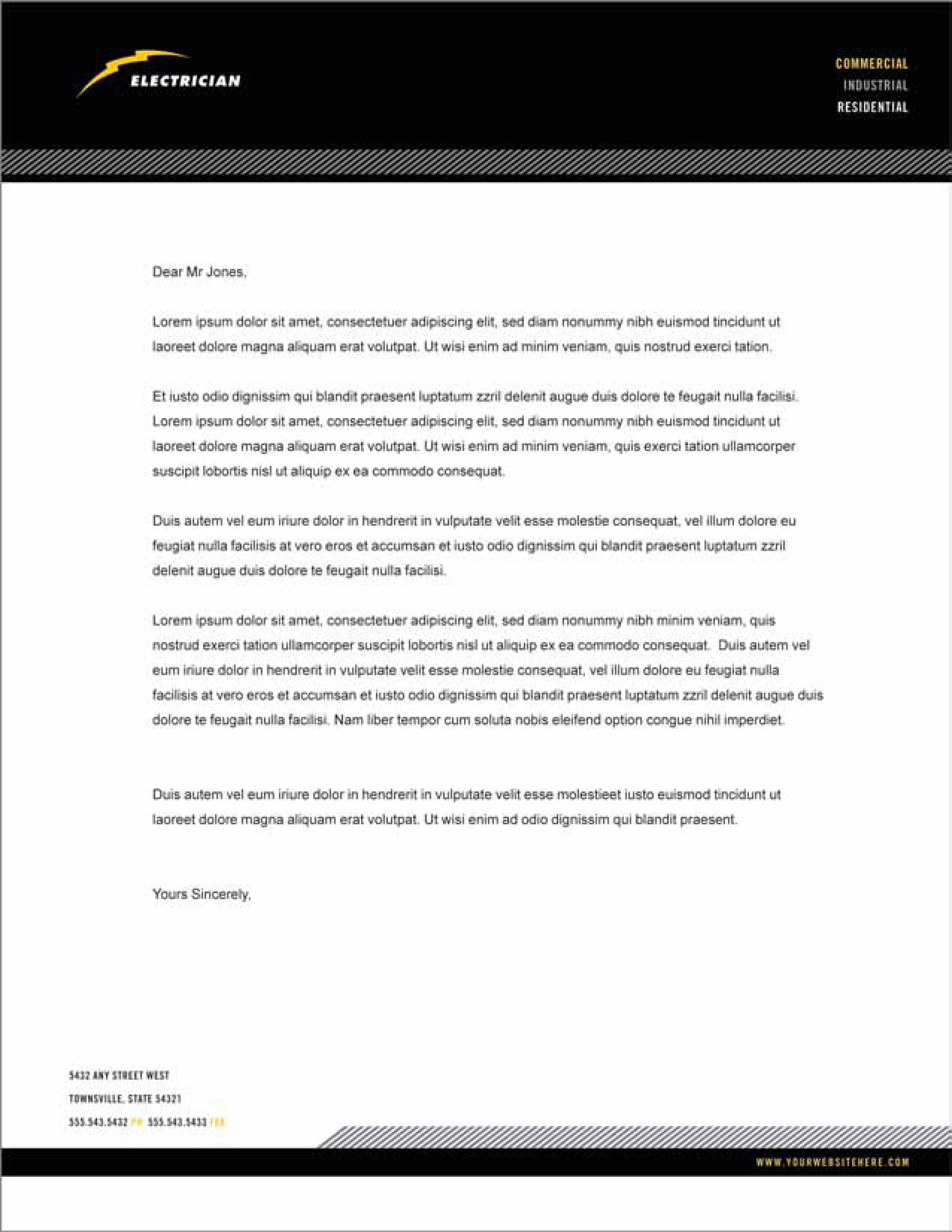 electrical company letterhead in word voorbeeld afbeelding 