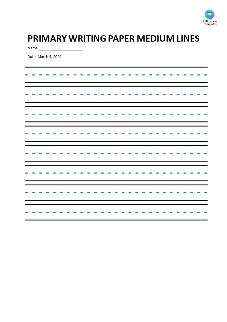 a4 writing medium lined paper - portrait template