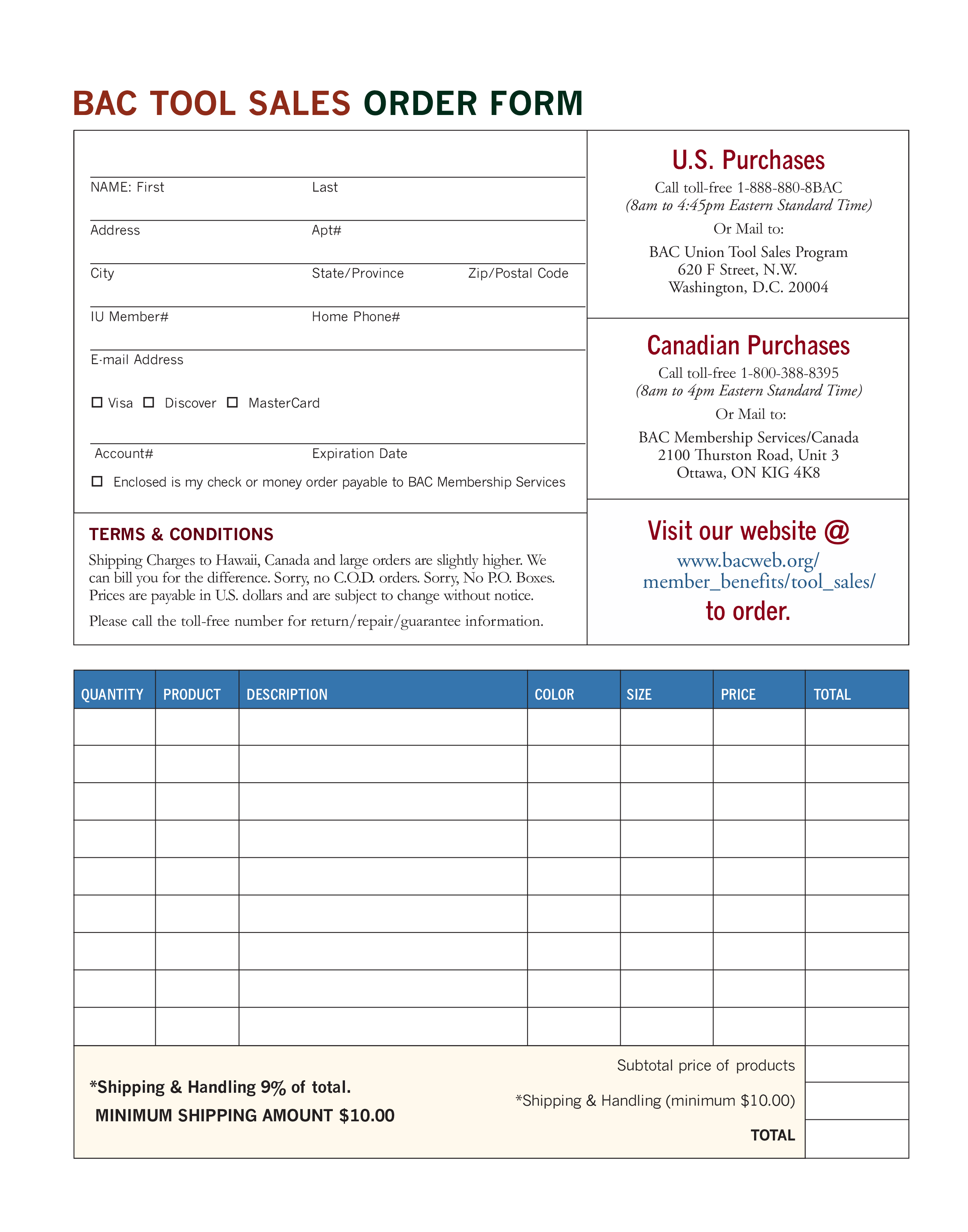 how to make an order form that accepts money