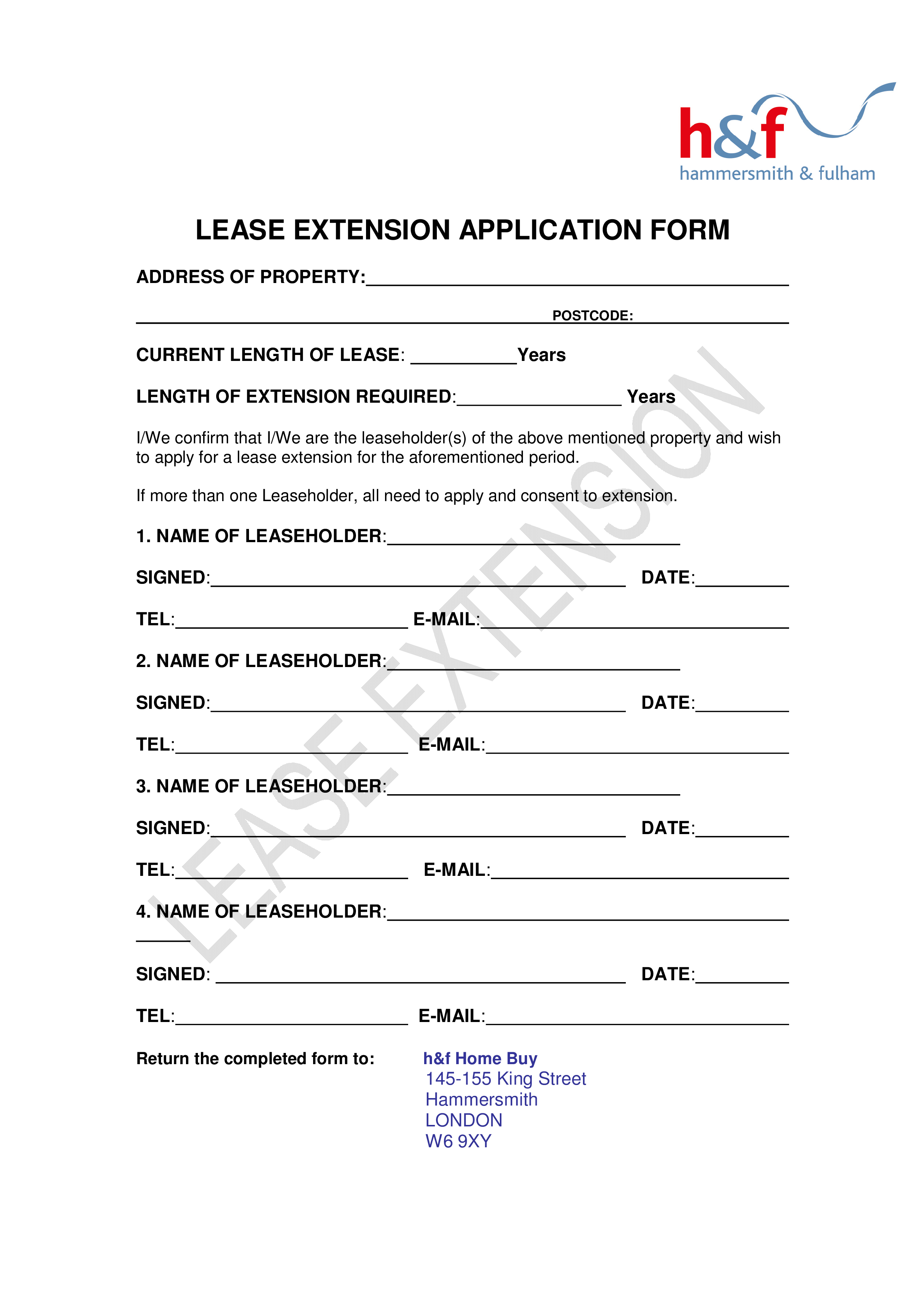 lease extension application Hauptschablonenbild