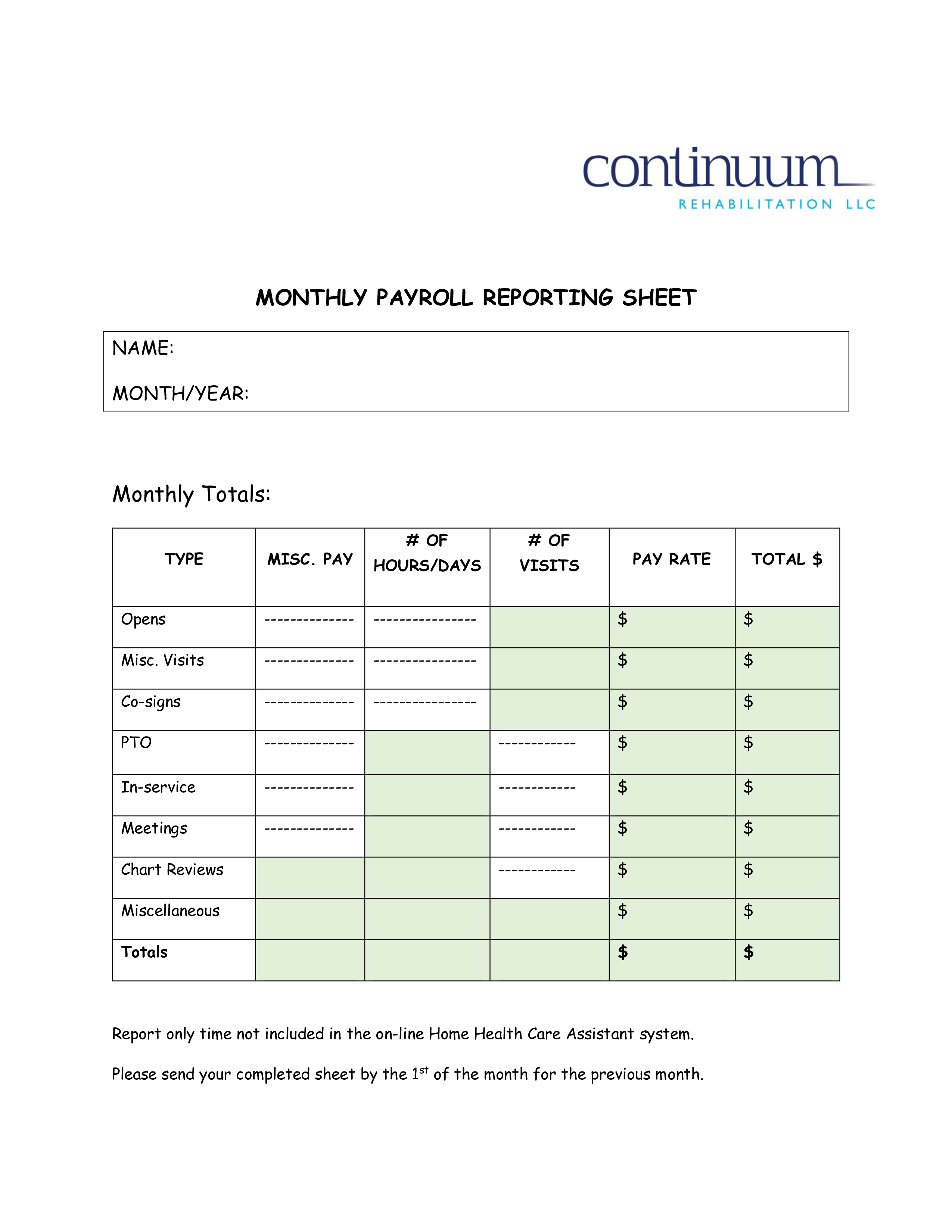 monthly payroll template