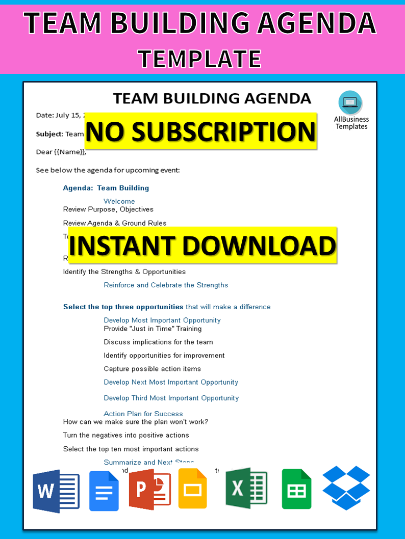Team Building Agenda 模板