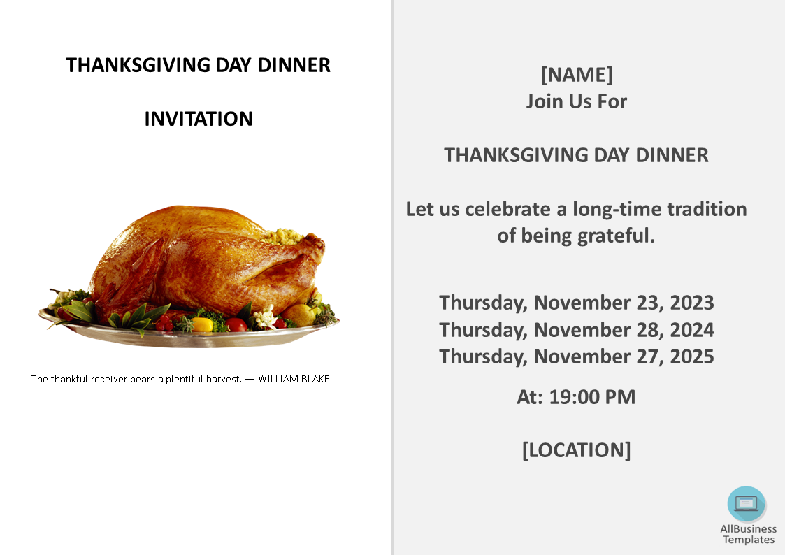 Thanksgiving Invitation 模板