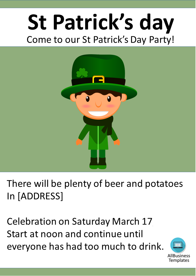 st patricksday event invite template