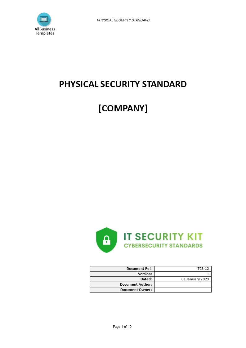 Physical Security IT Standard 模板